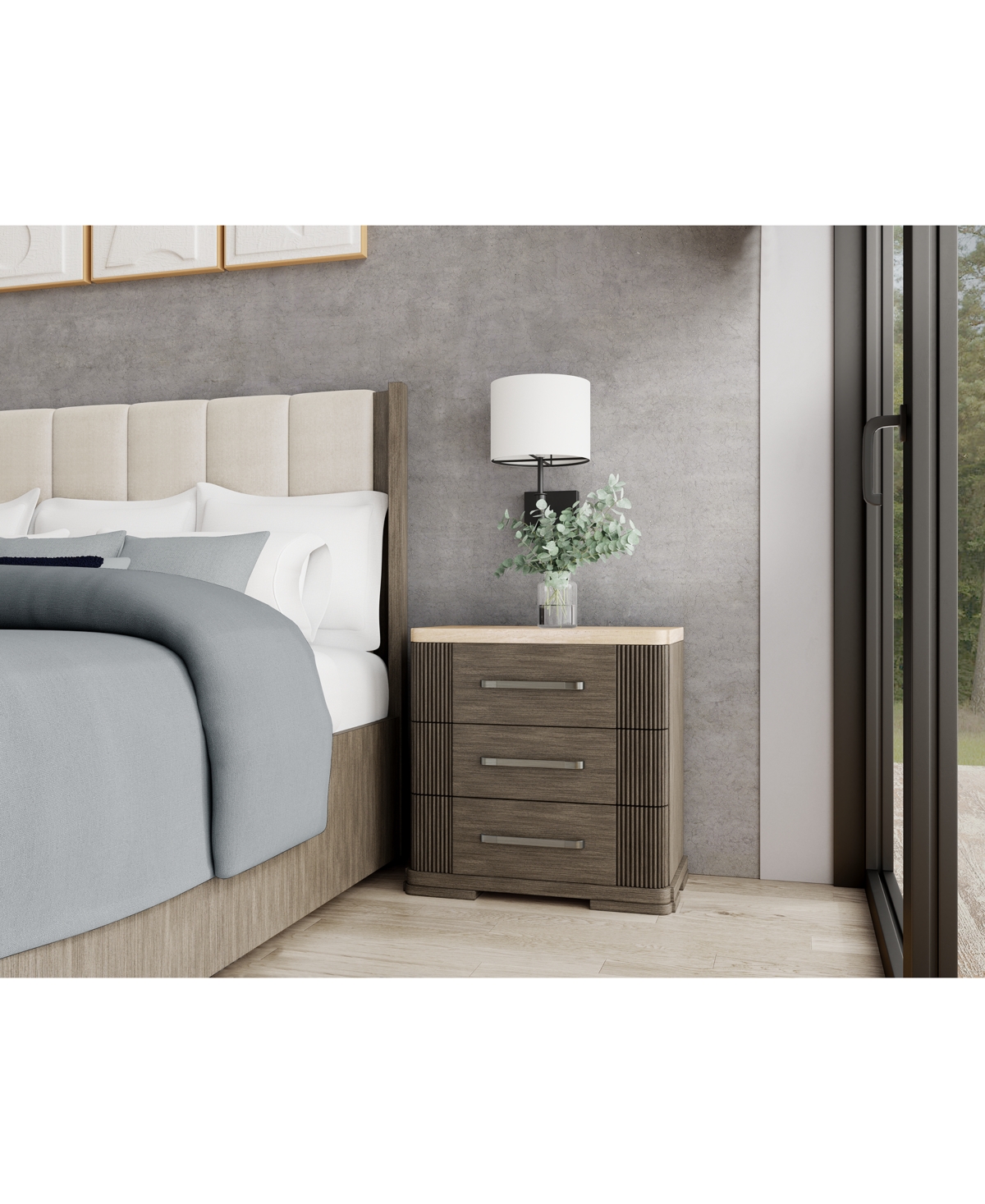 MACY'S FRANDLYN STONE TOP NIGHTSTAND 