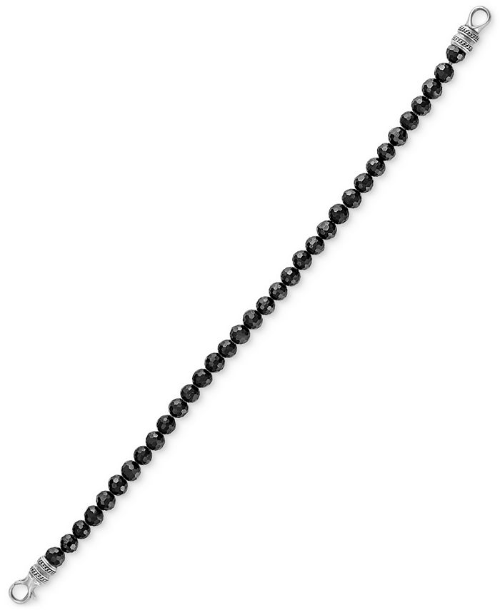Esquire Men's Jewelry Black Spinel Beaded Bracelet in Sterling Silver ...