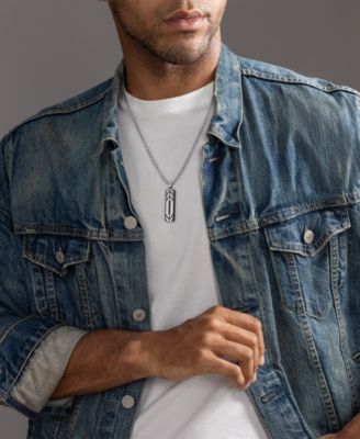 Black Diamond Dog Tag 22" Pendant Necklace in Stainless Steel & Black Ion-Plate, Created for Macy's