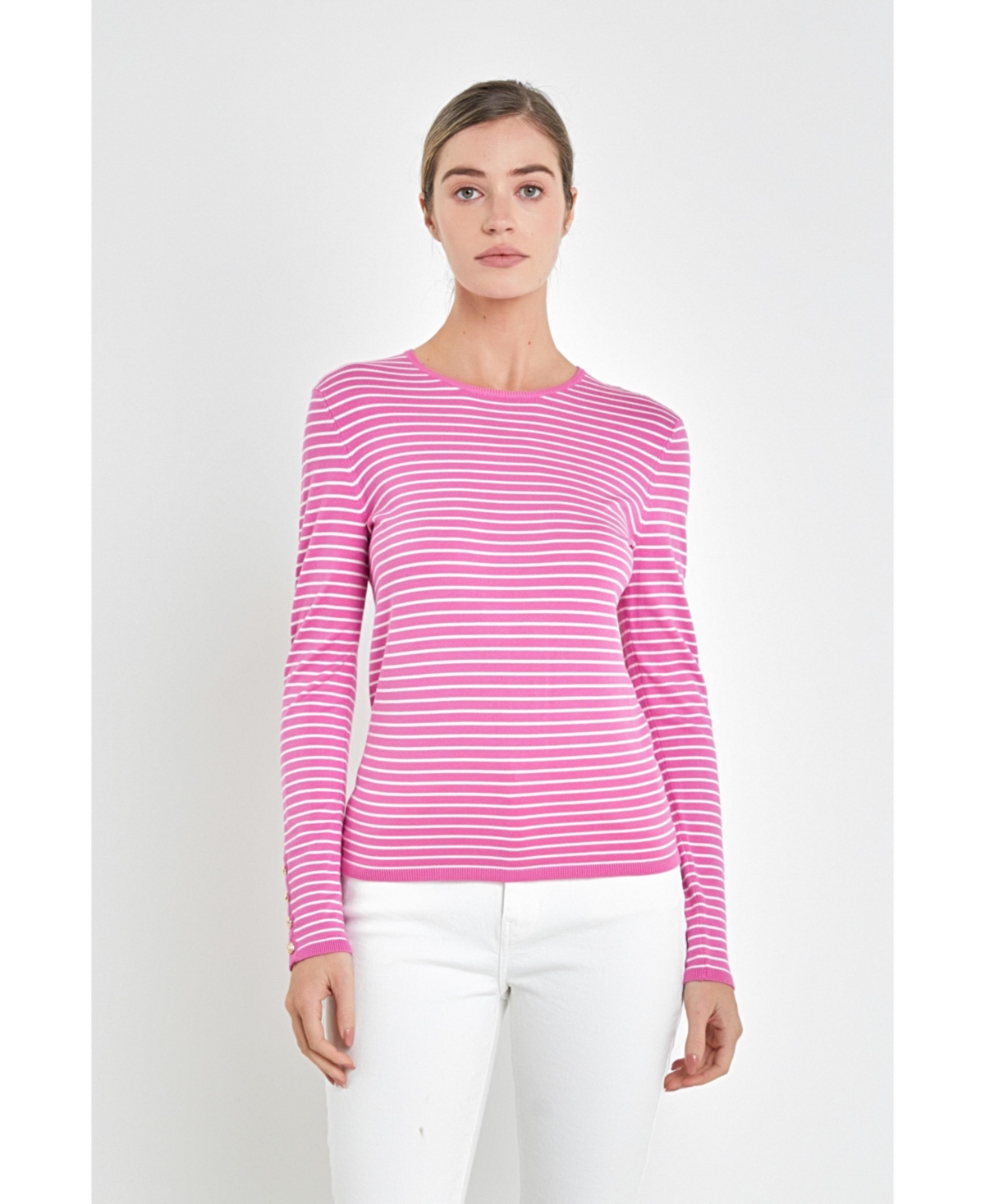 Women's Stripe Knit Sweater -white