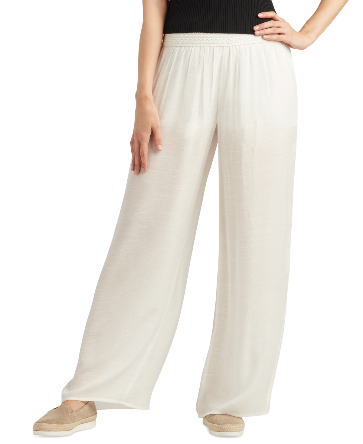 Shop Bcx Juniors' Gauze Pull-on Pants In Off White