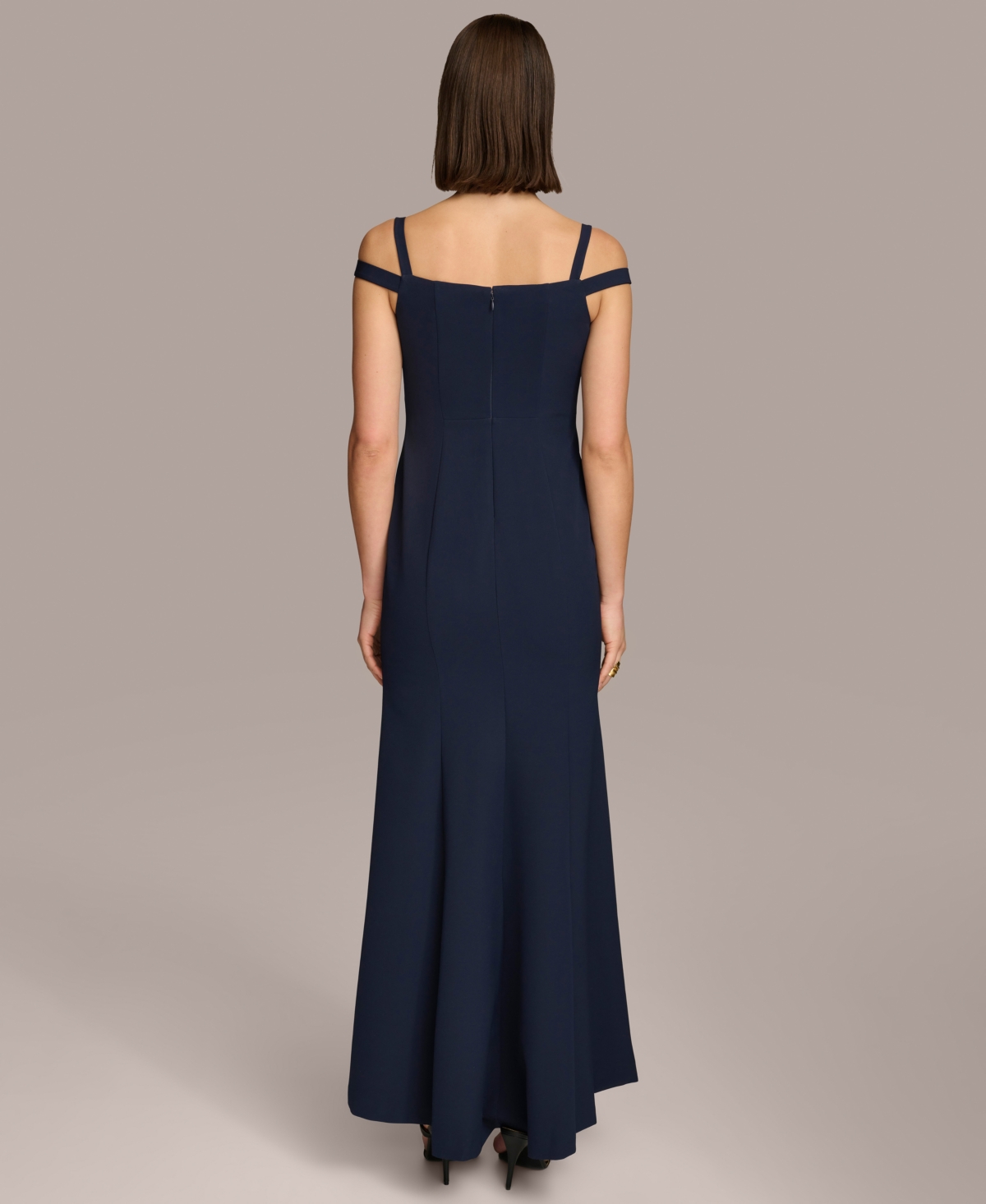 Shop Donna Karan Women's Sweetheart-neck Cold-shoulder Gown In Navy