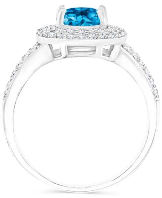 Amethyst (1-1/5 ct. t.w.) & Lab-Grown White Sapphire (5/8 ct. t.w.) Halo Birthstone Ring in Sterling Silver (Also in Additional Birthstones)