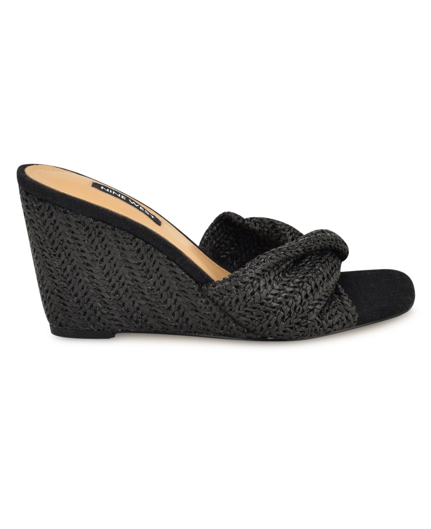 Женские сандалии Nine West Nikhil Slip-On Square Toe Wedge, цвет: Чёрный — фото 2