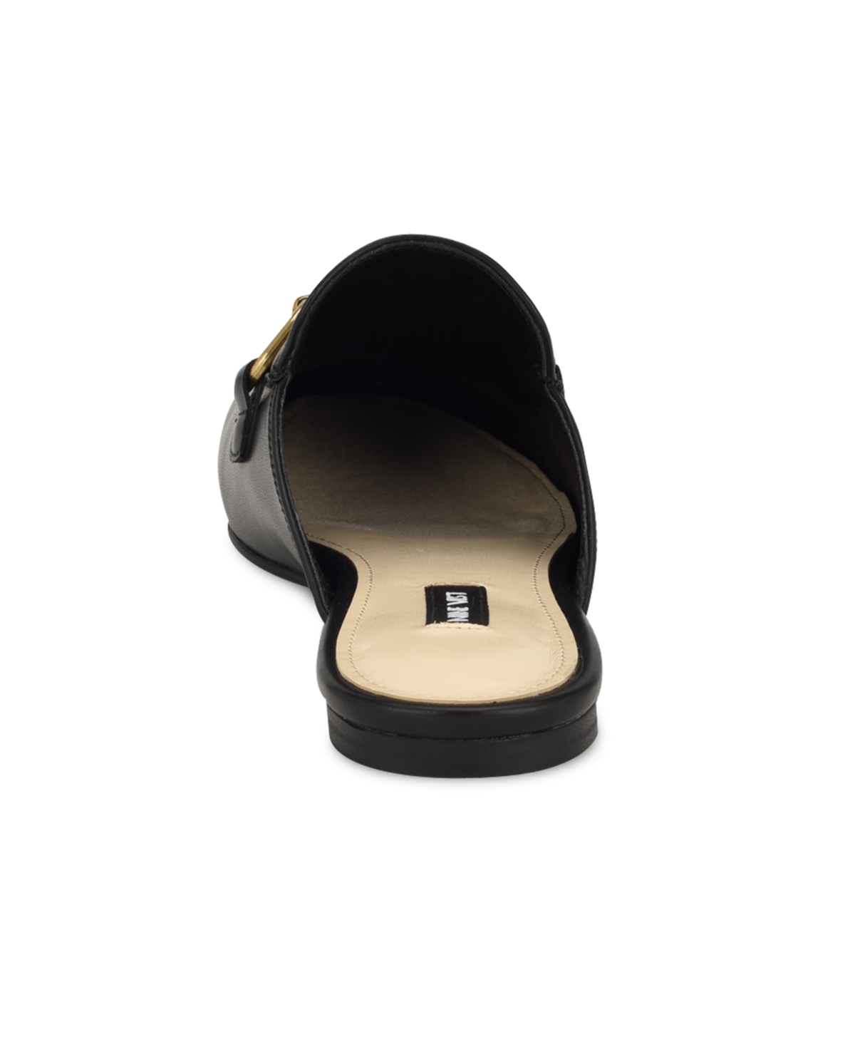 Nine West Women's Bhalya Round Toe Slip-On Flat Casual Mules - Black - Faux Leather