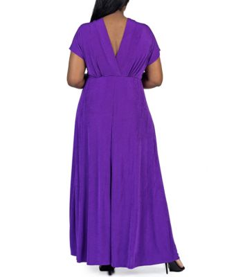 Plus Size Front Slit Empire Waist Maxi Dress