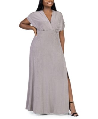 Plus Size Front Slit Empire Waist Maxi Dress