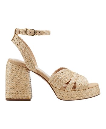 Marc Fisher LTD Dennie Heeled Sandals – Square Toe, Tapered Heel, Natural Leather, Women’s Size 7 - View #4