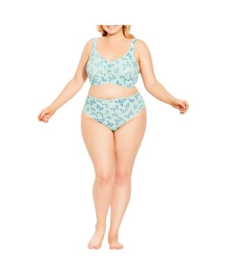 thumbnail image 2 of Women's Plus Size Microfiber Print Hi Cut Brief - Powder Blue... 2 of 12