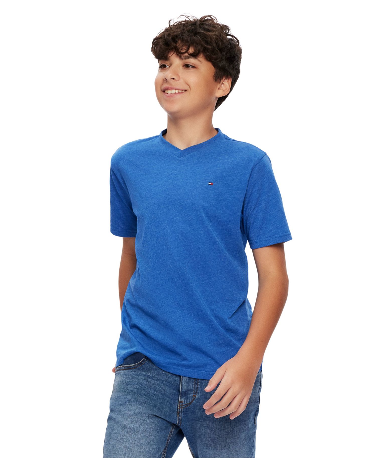 Toddler and Little Boys Embroidered Logo V-Neck Tee