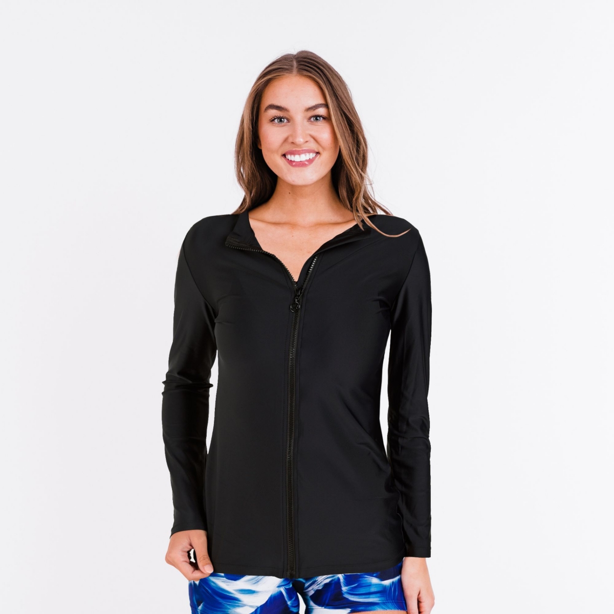 Women's Full-Zip Nora Swim Top - Black