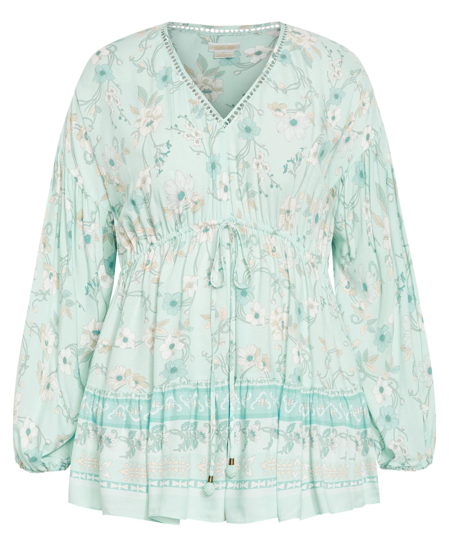 Женский топ CITY CHIC Plus Size Spirited Floral Tunic, цвет: Зелёный — фото 1