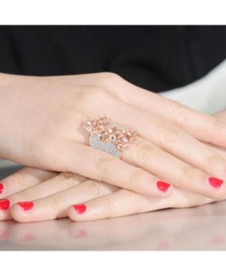 Sterling Silver 18K Rose Gold Plated with Pink Wide Band Accent Ring