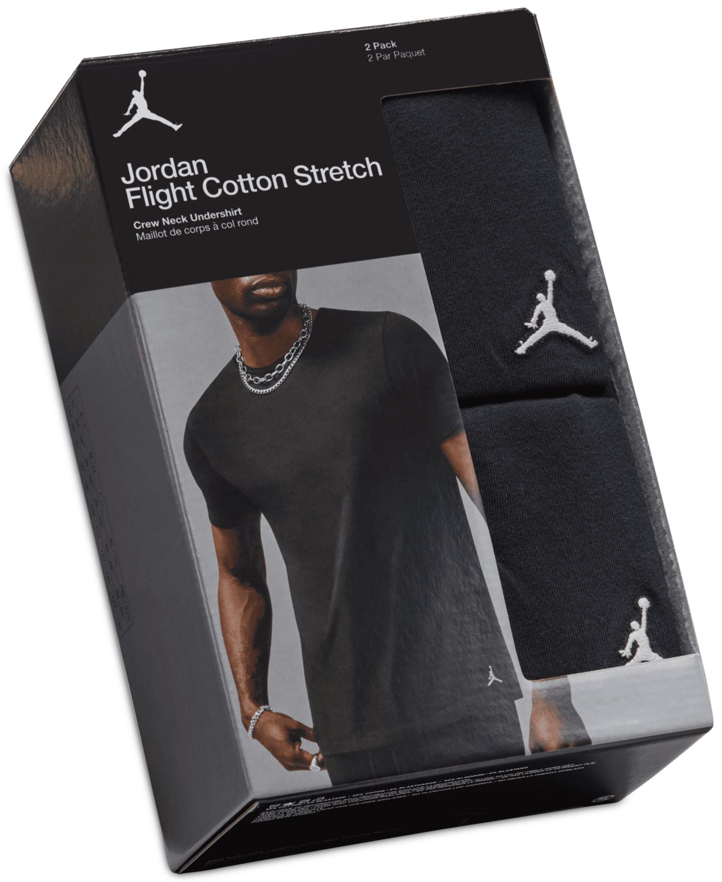 Мужские футболки Jordan 2-Pack Flight Base Stretch Cotton Crewneck T-Shirts, цвет: Чёрный — фото 6