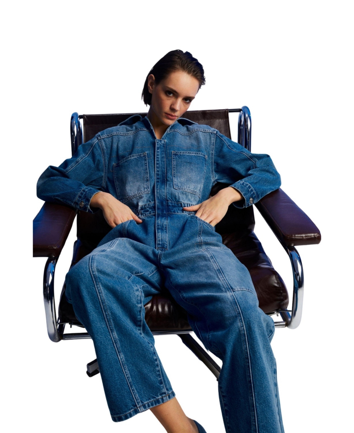 Women's Denim Cargo Jumpsuit
