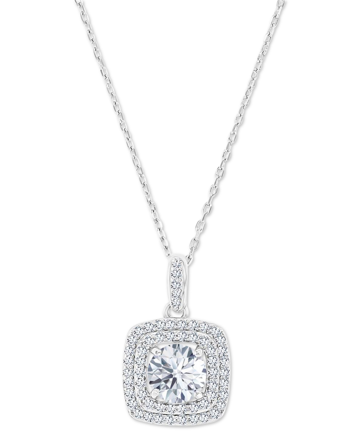 Macy's Amethyst (1-1/5 Ct. T.w.) & Lab-grown White Sapphire (1/3 Ct. T.w.) Square Halo Birthstone Pendant N In White Topaz