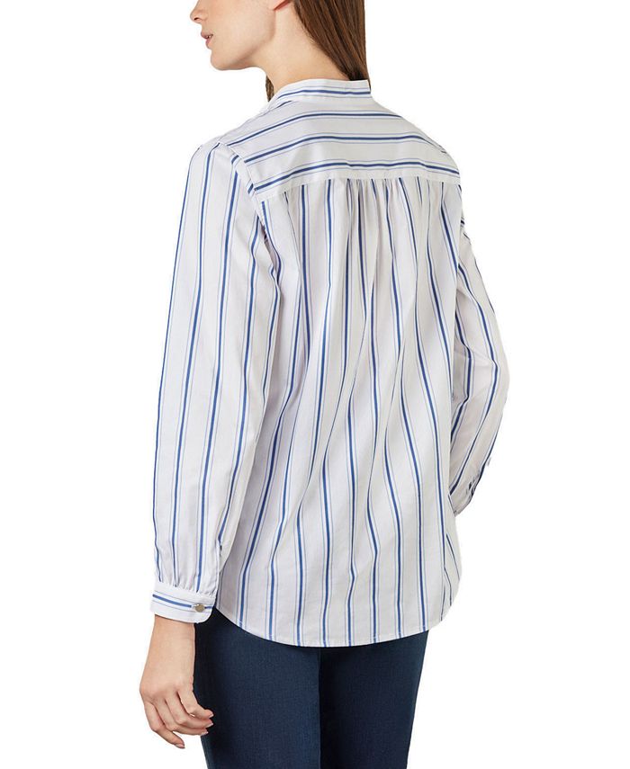 Jones New York Women's Striped Poplin Relaxed-Fit Shirt - Macy's