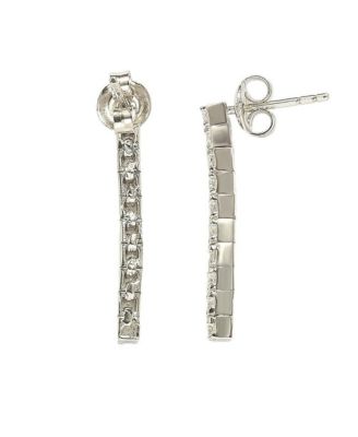 Suzy Levian Sterling Silver Cubic Zirconia Tennis Line Dangle Earrings