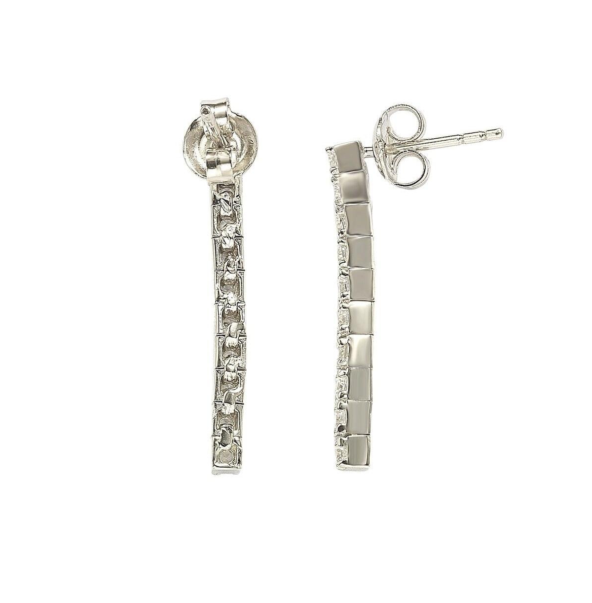 Suzy Levian New York Suzy Levian Sterling Silver Cubic Zirconia Tennis Line Dangle Earrings