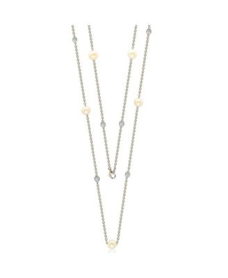Suzy Levian   Pearl and Cubic Zirconia Station Necklace