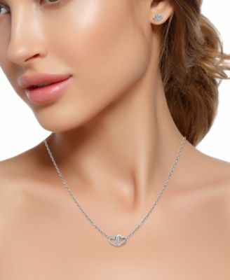 2-Pc. Set Cubic Zirconia Double Heart Pendant Necklace & Matching Stud Earrings in 18k Gold-Plated Sterling Silver, Created for Macy's