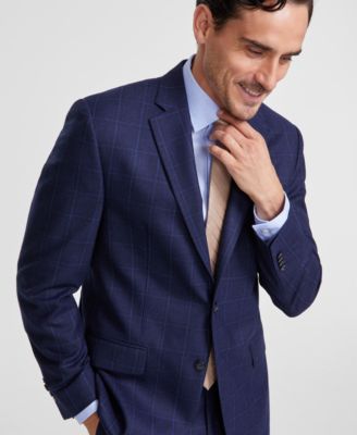 Men's Classic-Fit Wool-Blend Stretch Plaid Suit Separate Jacket