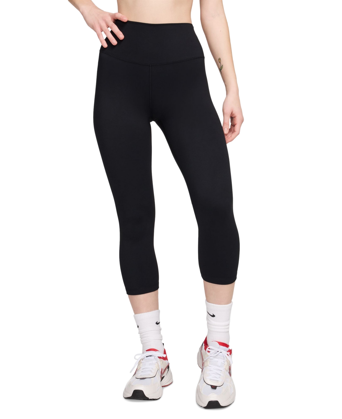 Shop Nike Women's One High-waisted Cropped-length Leggings In Black,black