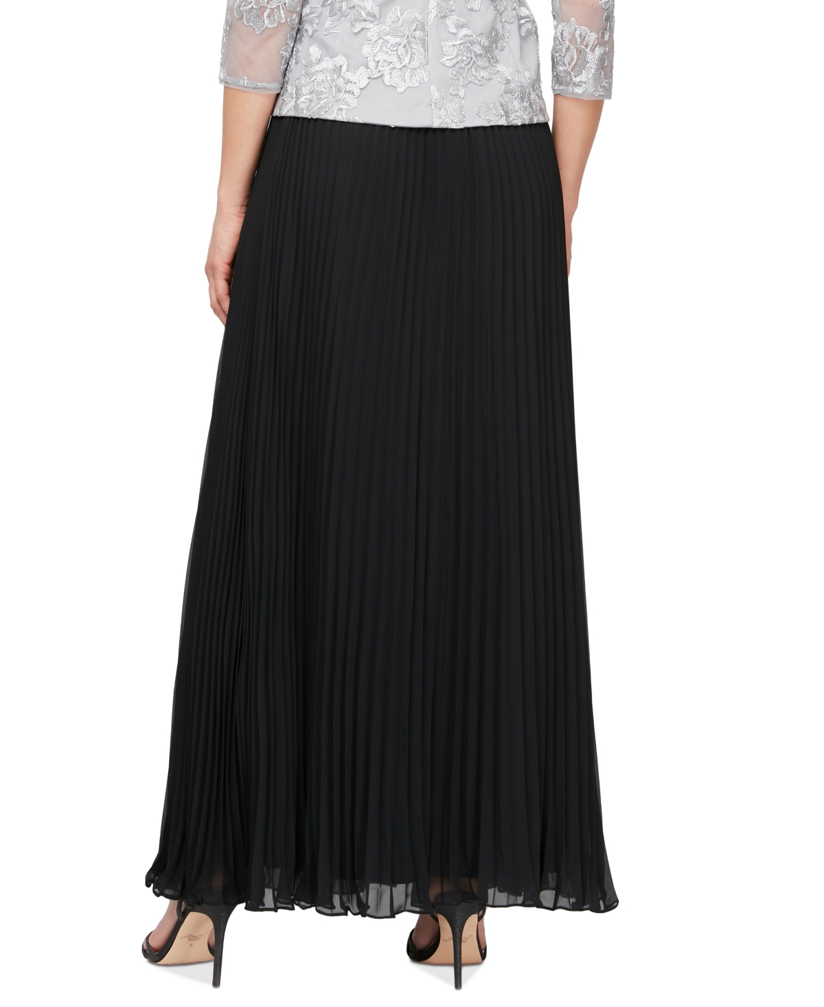 Shop Alex Evenings Women's Pleated Chiffon Maxi Skirt In Black