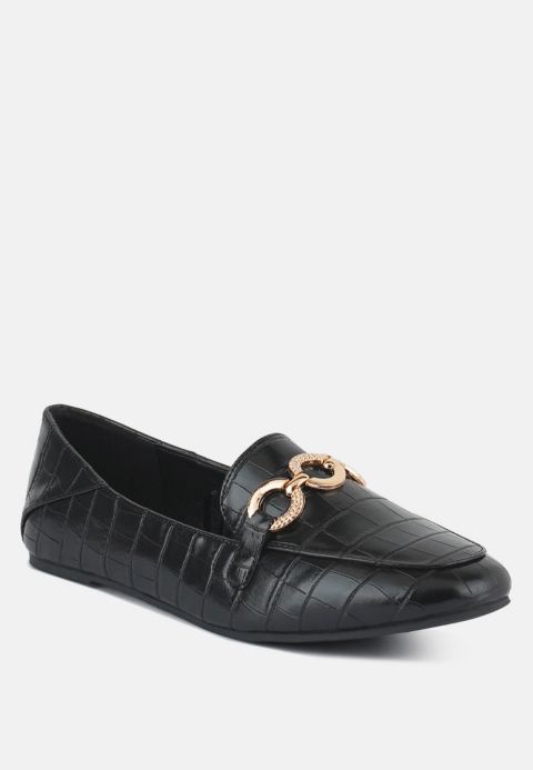 Женские туфли London Rag Wibele croc textured metal show detail, цвет: Чёрный