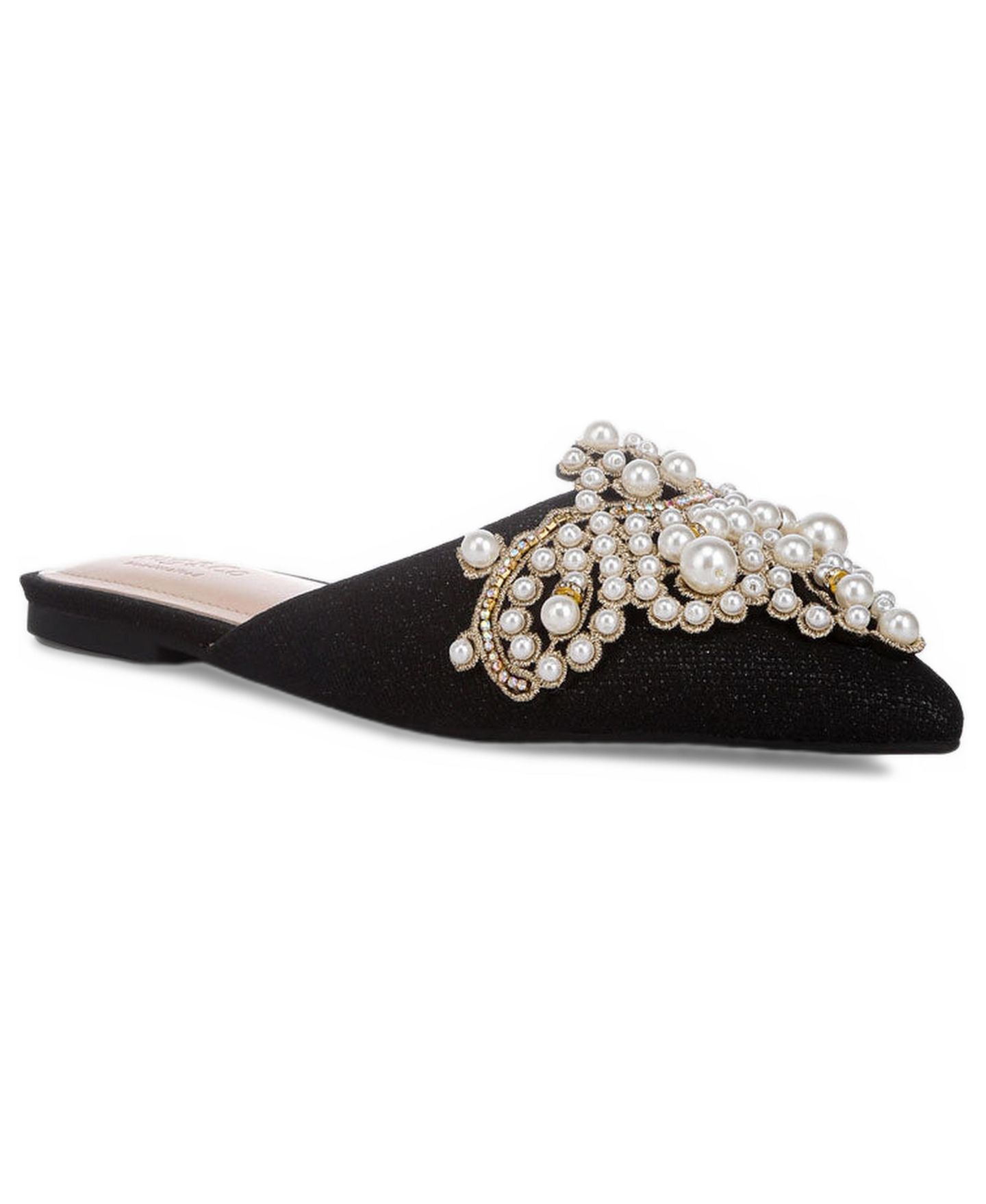 Женские сабо Rag & Co Women Astre Pearl Embellished Shimmer Mules, цвет: Чёрный — фото 8