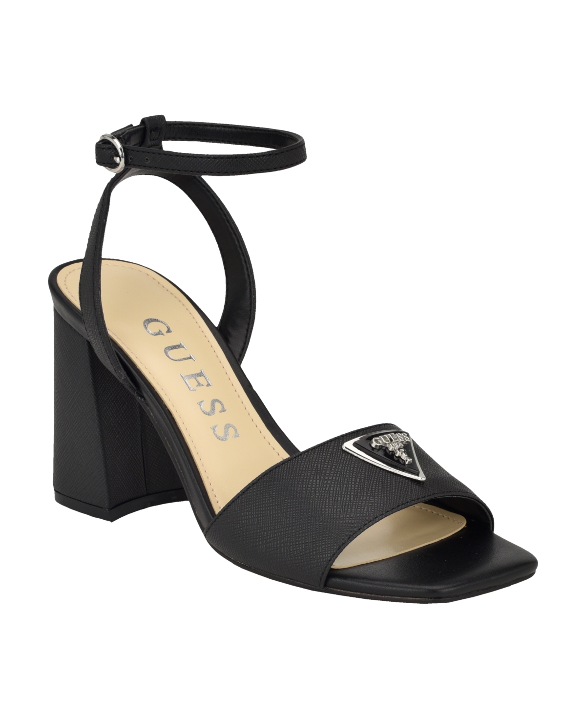 Shop Guess Women's Gelyae Block Heel Slip-on Ankle Strap Sandals In Black