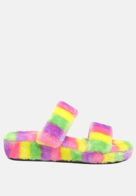 Womens Fur Slip On s Flat