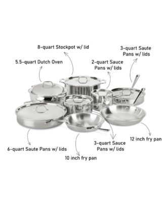 All-Clad D3 Stainless Steel Cookware Set, 14 Piece