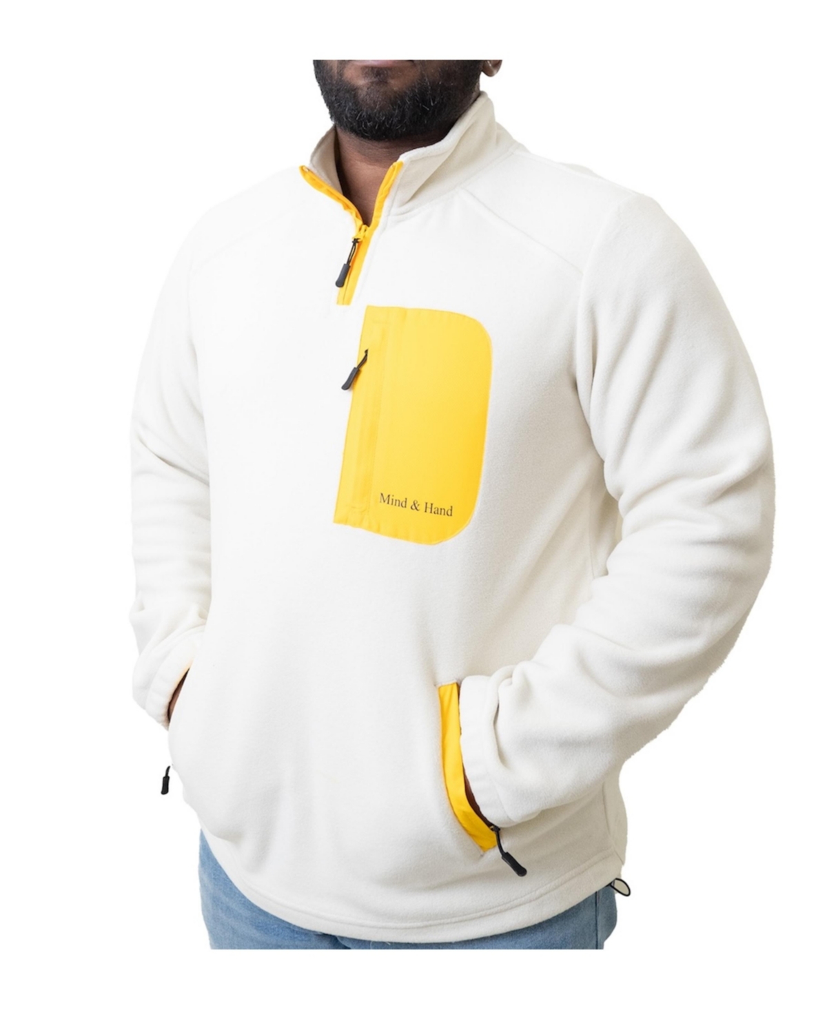 Men's Quarter-Zip Fleece Pullover Jacket - Open White