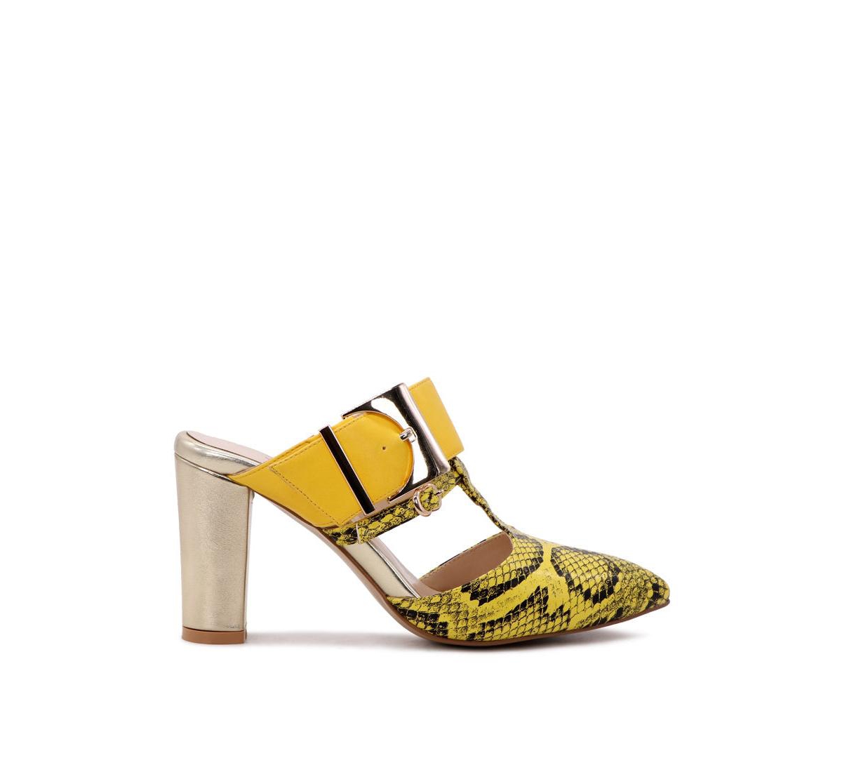 dina pointed-toe high heel mules - Yellow