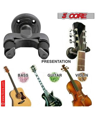 Guitar Wall Mount Hanger Black 2 Pack | Easy Lock and Adjustable