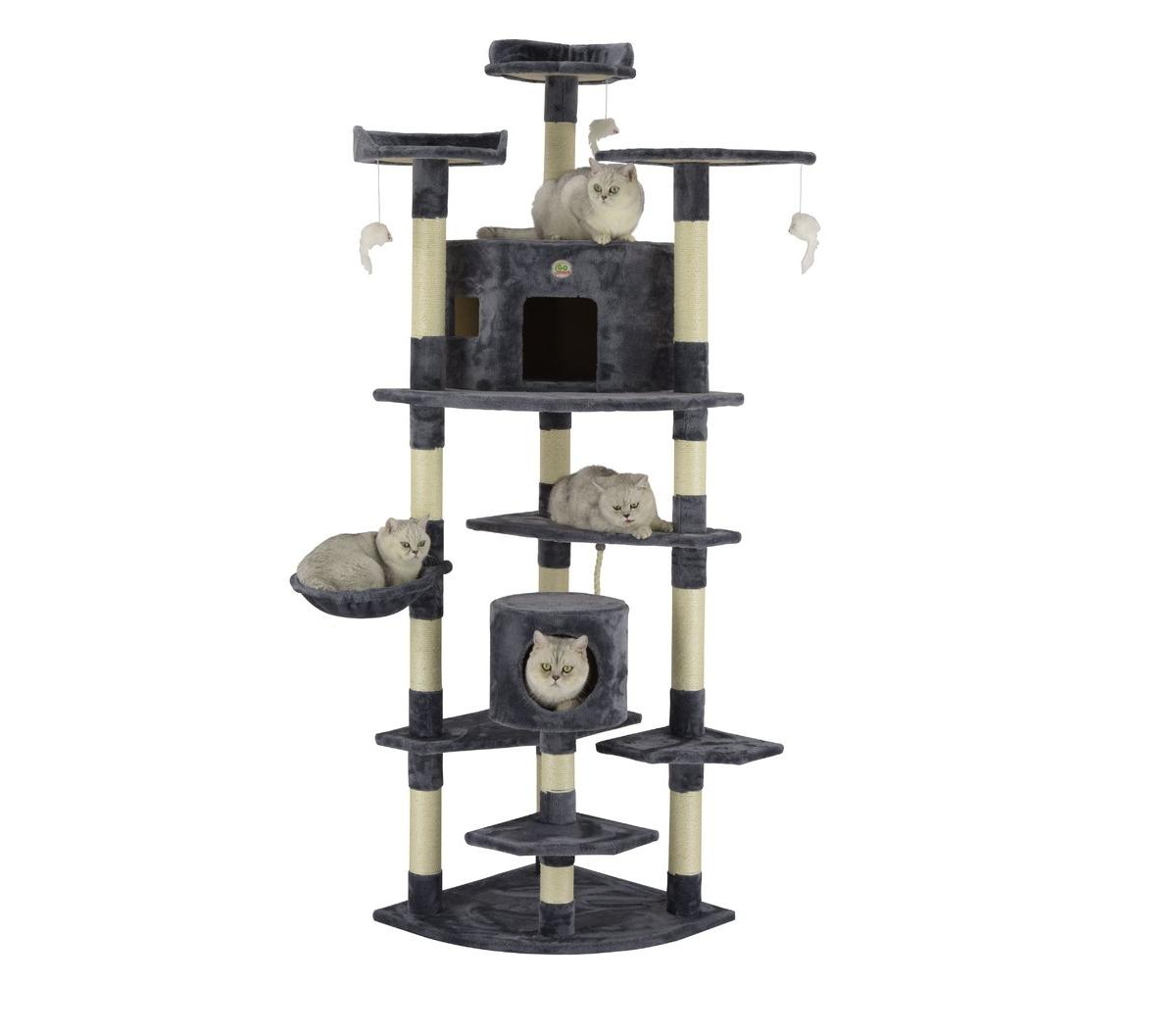 80 in. Classic Cat Tree House Furniture with Sisal Scratching Post - Open miscellaneous