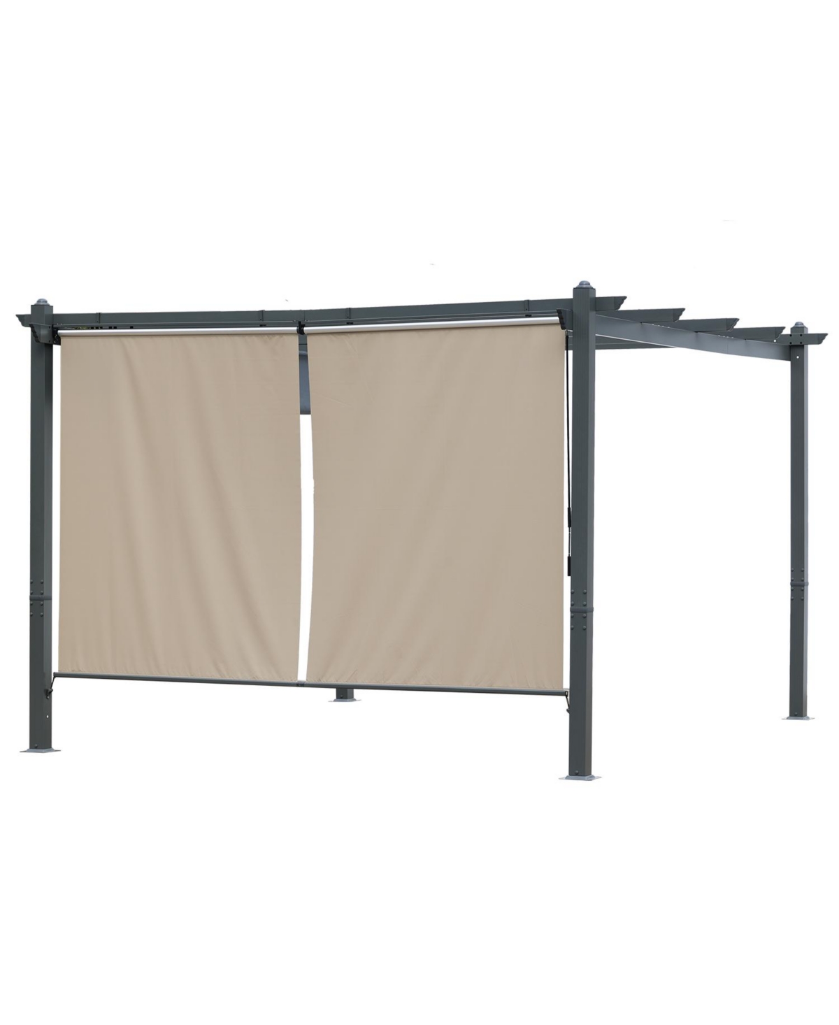 Roller Shade, Pergola Curtain, Cordless Roller Shade Gazebo Curtain Only, 4.8' x 6' - 2 Pack - Khaki