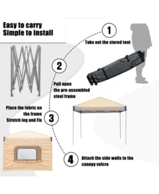 Pop Up Canopy Tent with Removable Mesh Window Sidewalls, Portable Instant Shade Canopy with Roller Bag