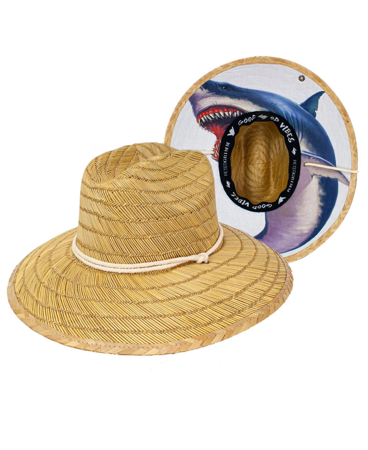 White Shark Straw Lifeguard Hat - Natural