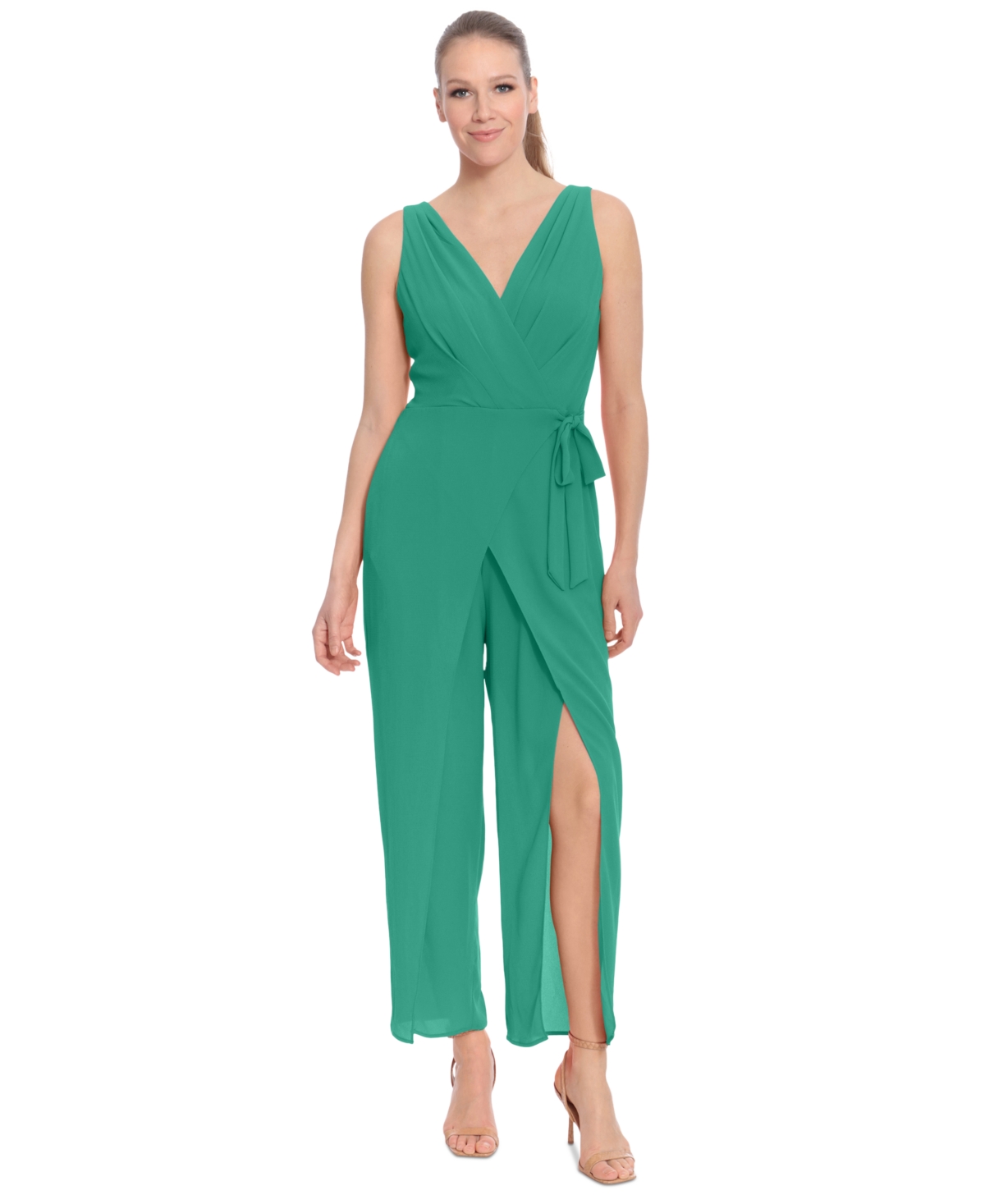 London Times Women's Tie-Waist Jumpsuit