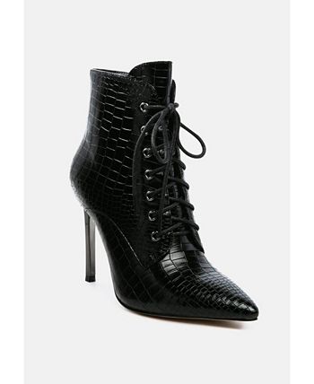 ESCALA CROC LACE-UP STILETTO BOOT