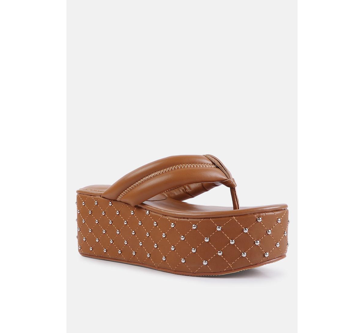 London Rag Cupcake Quilted Rhinestone Platform Quilted Sandals