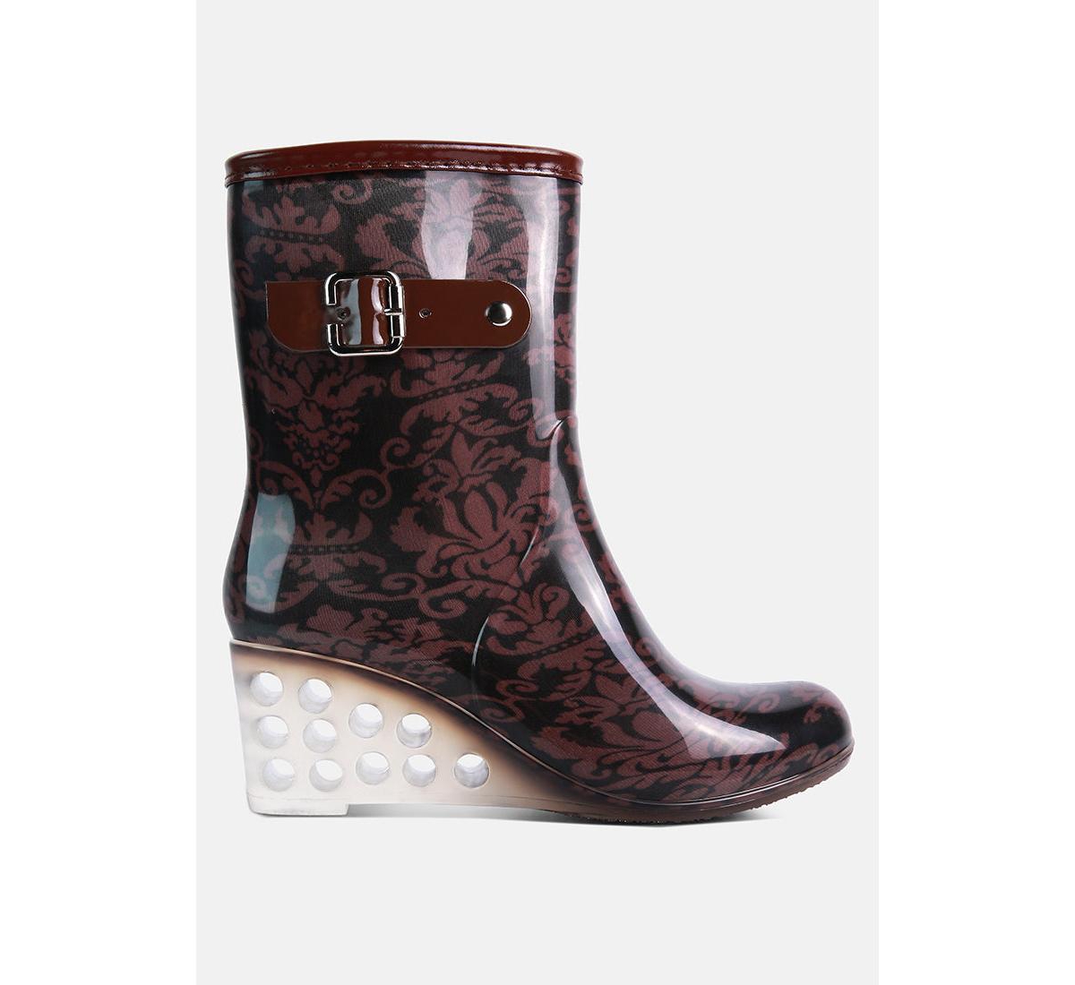 London Rag Drench Clear Wedge Rainboots In Brown