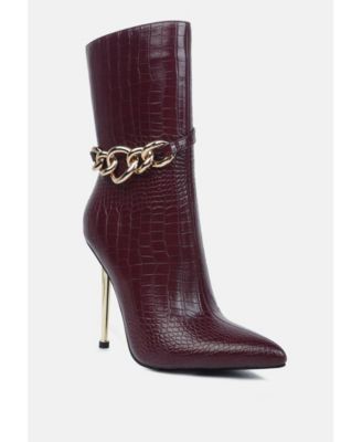 nicole croc patterned high heeled  boots