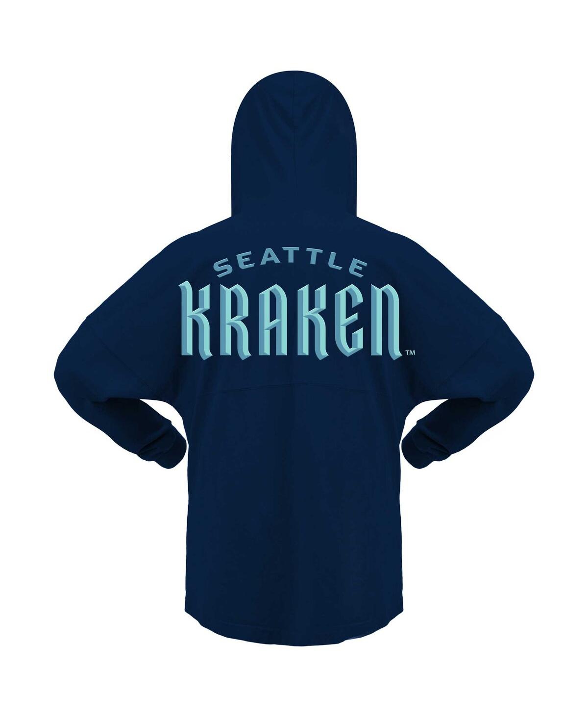 Women's FanaticsSeattle Kraken Jersey Lace-Up V-Neck Long Sleeve Hoodie T-shirt - Deep Sea Blue