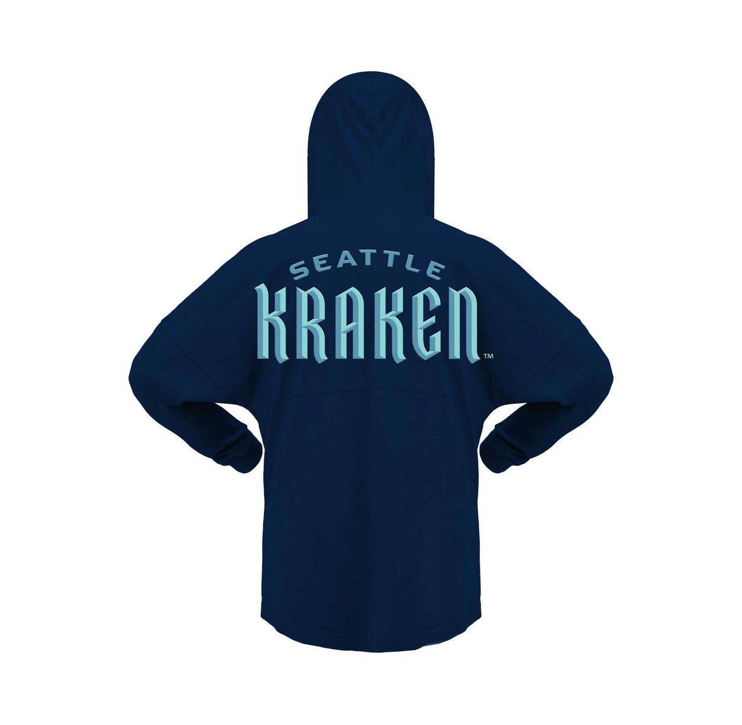 Women's Deep Sea Blue Seattle Kraken Jersey Lace-Up V-Neck Long Sleeve Hoodie T-shirt