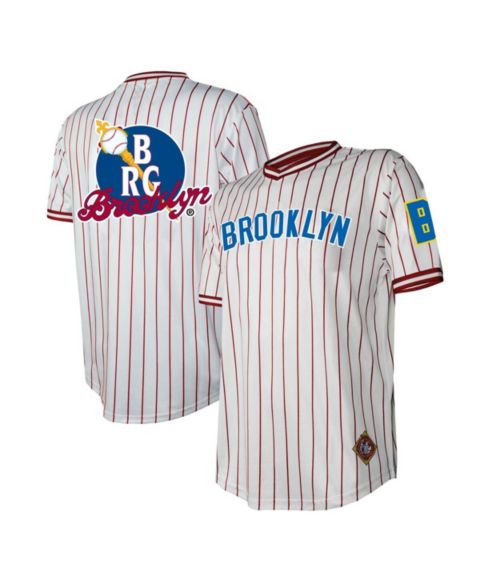 Мужской топ Stitches White Distressed Brooklyn Royal Giants V-Neck Jersey