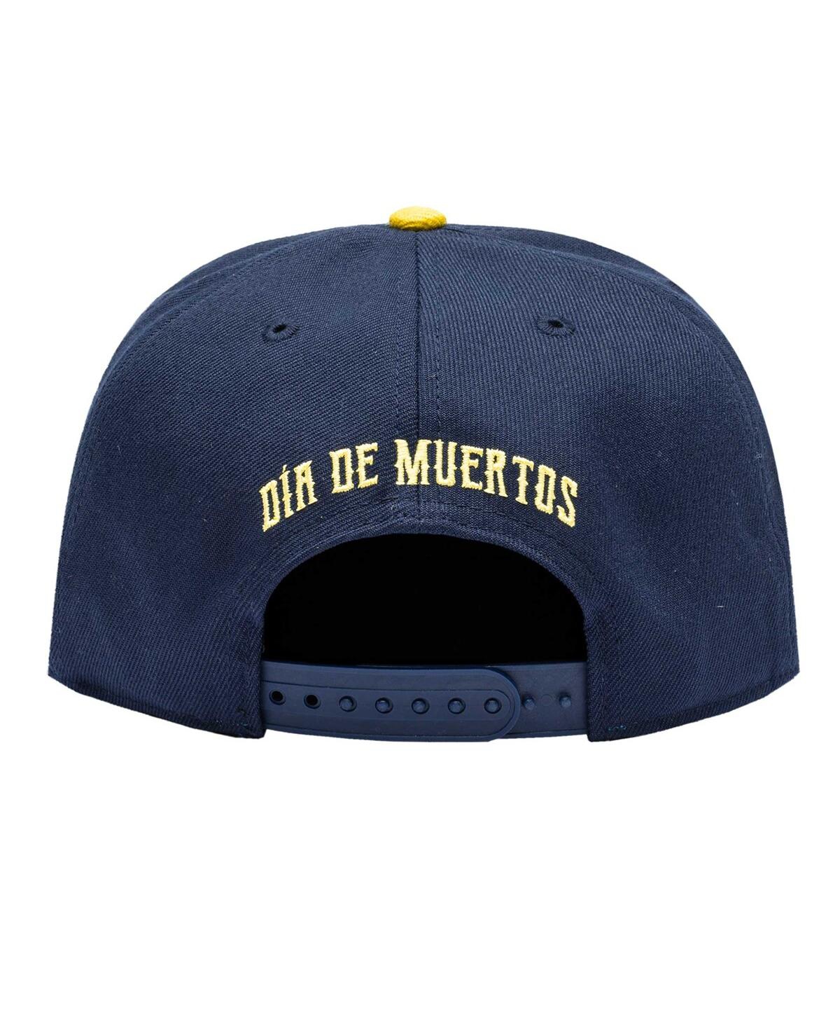 Shop Fan Ink Men's Navy, Gold Club America Flor De Muerto Snapback Hat In Navy,gold