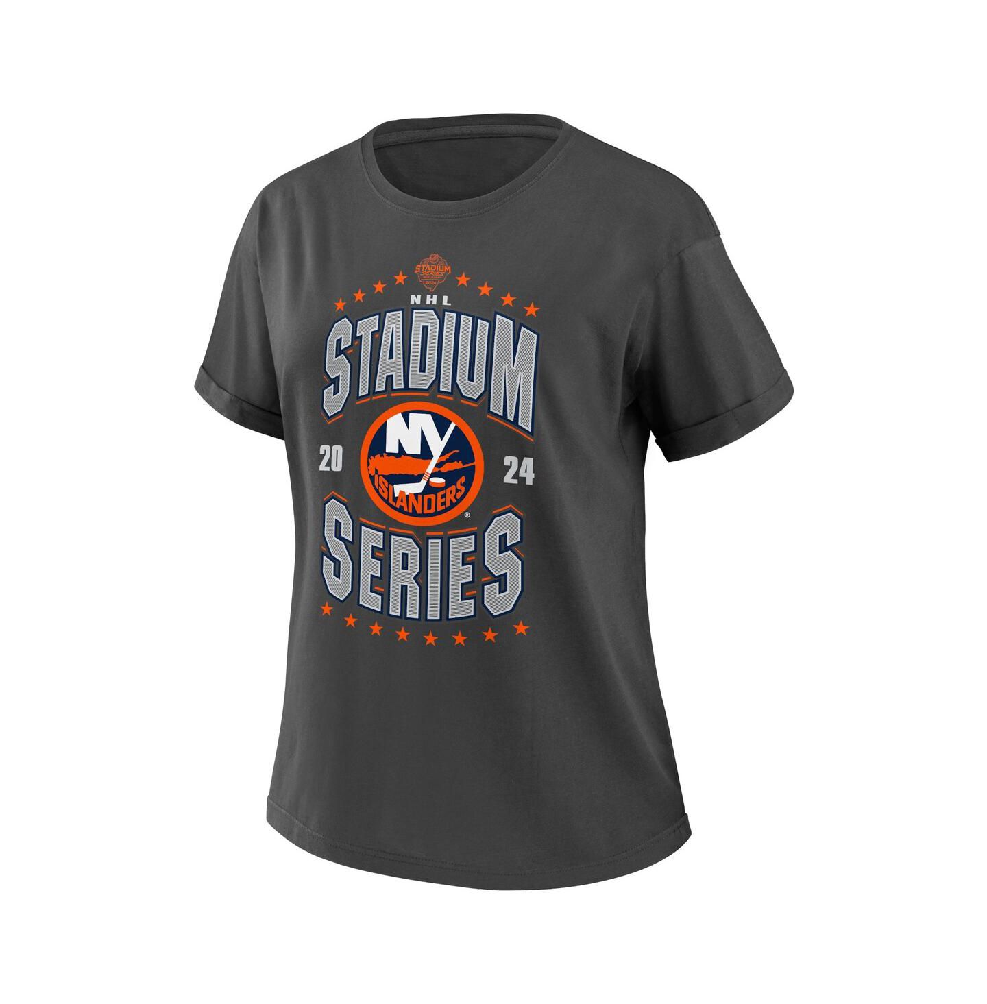 Женская футболка WEAR by Erin Andrews Charcoal New York Islanders 2024 NHL Stadium Series Boyfriend — фото 3